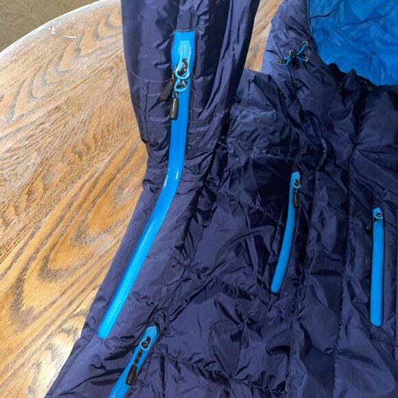 BERGANS dk blue hooded down jacket/used 2 months/Mens? L - Picture 7 of 8